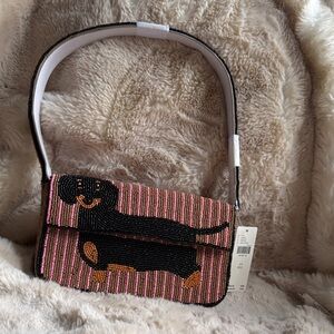 Anthropologie Striped Beaded Dog Bag